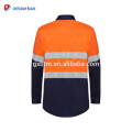 Chine Nouvelles chemises de travail de foret de coton hi vis longues chemises de travail industrielles de douille et uniforme avec la bande 3M refletive